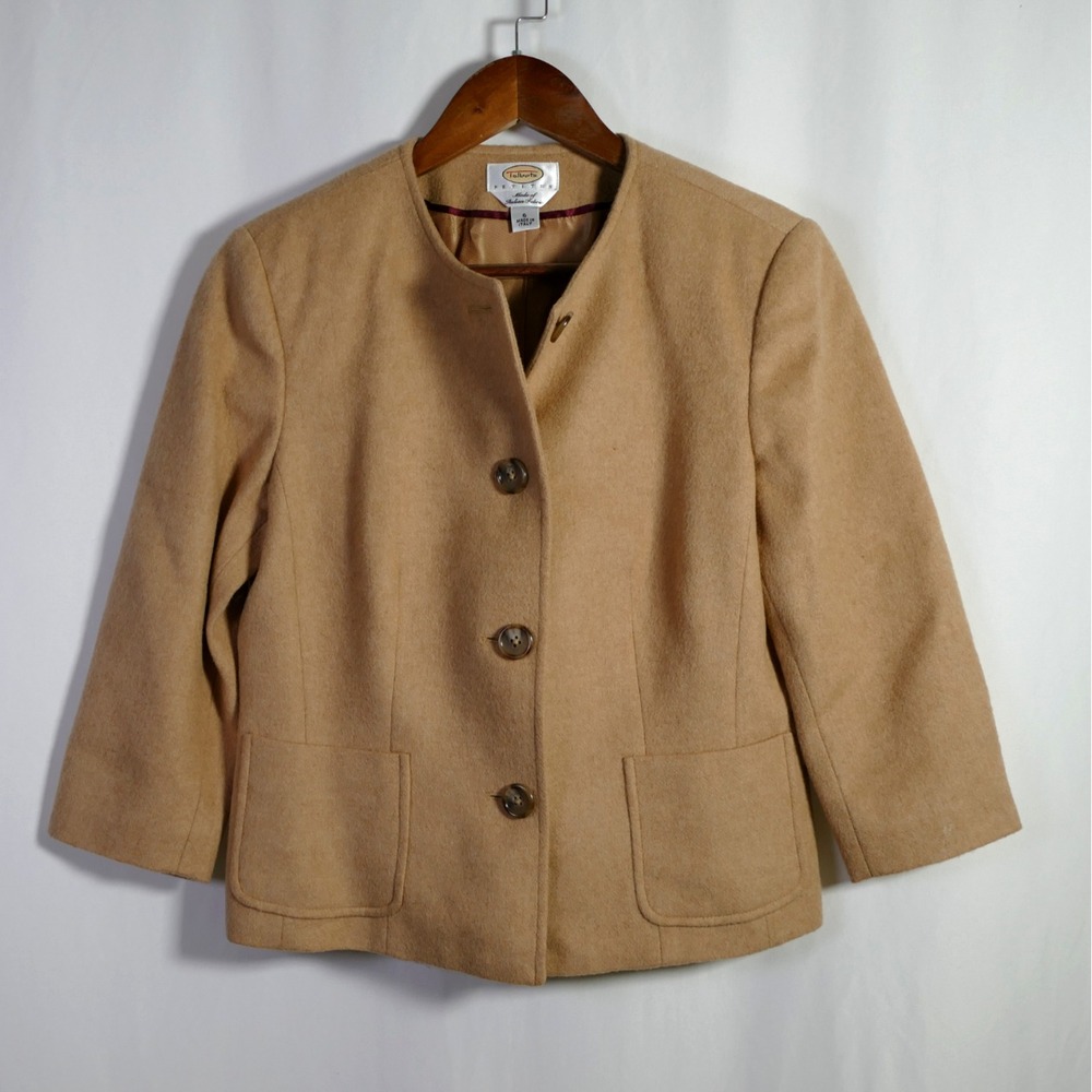 Talbots Womens 100% Camel Hair Blazer Size 6 Petite Made In Italy Career Office